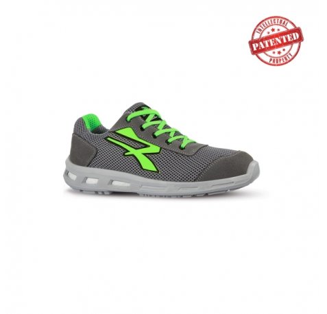 Upower Summer S ESD Calzado de Seguridad Bajo - Talla 37 - Puntera AirToe Aluminium, Antipinchazos, Suela Infinergy, Transpirable, Proteccion S1PS FO SR - Color Gris/Verde