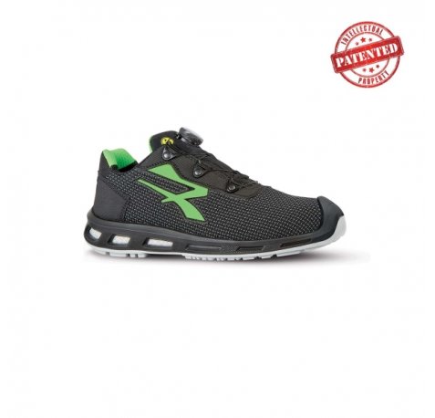 Upower MonsterS ESD Calzado de Seguridad - Talla 40 - Puntera AirToe Aluminium, Antipinchazos, Alta Resistencia a la Abrasion, Proteccion S3S CI FO SR - Color Gris Oscuro/Verde