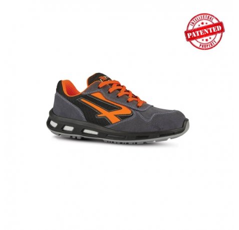Upower Orange S ESD Calzado de Seguridad Bajos - Talla 38 - Parte Superior de Nailon Ultraflexible y Gamuza Suave, Puntera de Aluminio, Suela Antideslizante, Proteccion S1PS FO SR - Color Gris/Naranja