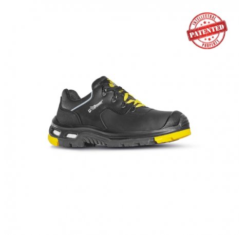 Upower Yarvis S Calzado de Seguridad Laboral - Talla 39 - Piel Pull-Up Suave, Hidrofugo, Suela PU/Vibram Antideslizante, Sistema Antiperforacion, Puntera AirToe, Plantilla Anatomica Transpirable - Color Negro/Amarillo