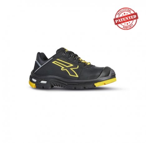 Upower Dave S Calzado de Seguridad Bajo - Talla 46 - Suela PU/Vibram, Aislamiento Termico, Puntera Aluminio AirToe, Antiperforacion, Suela Antideslizante, Entresuela Infinergy - Color Negro/Amarillo