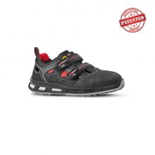 Upower Cody S ESD Calzado de Seguridad Bajos - Talla 44 - Cuero Nubuck, Hidrofugos, Antiarrugas, Antideslizantes, Suela PU/PU, Proteccion S1PS FO SR - Color Negro y Rojo