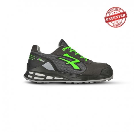 Upower Egon S ESD Calzado de Trabajo de Seguridad - Talla 39 - Empeine Transpirable, Forro de Piel de Becerro, Retorno de Energia Superior, Antideslizante, Proteccion S1PS FO SR - Color Negro/Verde