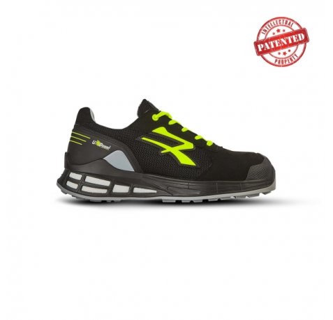 Upower Elvis S ESD Calzado de Seguridad Innovador - Talla 40 - Empeine Transpirable, Puntera AirToe Aluminium, Sistema Antiperforacion, Propiedades Antideslizantes y Antiestaticas - Color Negro/Verde