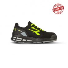 Upower Elvis S ESD Calzado de Seguridad Innovador - Talla 46 - Empeine Transpirable, Puntera Reforzada, Forro de Piel de Becerro, Retorno de Energia, Antideslizante, Proteccion S1PS FO SR - Color Negro/Verde