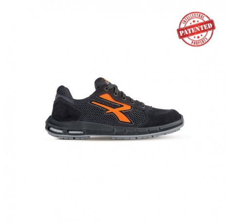 Upower Atos ESD S Plus Calzado de Seguridad Bajos - Talla 41 - Parte Superior de Nailon Ultraflexible y Gamuza Suave, Puntera de Aluminio, Suela Antideslizante, Proteccion S1PS FO SR - Color Gris/Naranja
