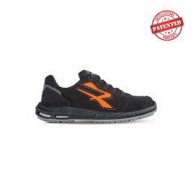 Upower Orion Plus S ESD Calzado de Seguridad Bajos - Talla 35 - Gamuza Perforada, Puntera de Aluminio, Suela Antideslizante, Inserto Anti-Fatiga, Proteccion S1PS FO SR - Color Negro/Naranja