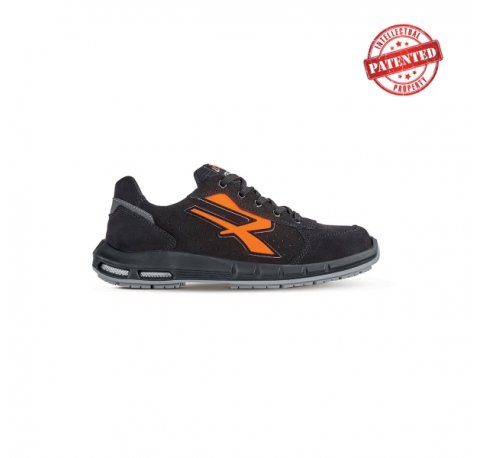 Upower Orion Plus S ESD Calzado de Seguridad Bajos - Talla 37 - Gamuza Perforada, Puntera de Aluminio, Suela Antideslizante, Inserto Anti-Fatiga, Proteccion S1PS FO SR - Color Negro/Naranja