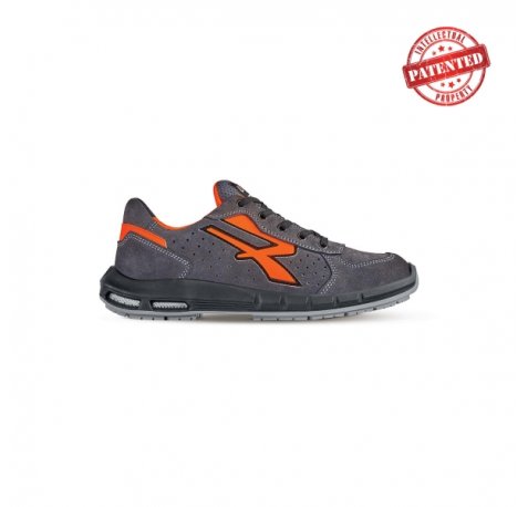Upower Sirio Plus S ESD Calzado de Seguridad Bajos - Talla 38 - Gamuza Perforada, Puntera de Aluminio, Antideslizante, Suela PU/PU High Rebound, Proteccion S1PS FO SR - Color Gris/Naranja