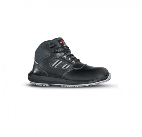 Upower Gippo RS S Calzado de Seguridad Botines - Talla 38 - Empeine Piel Flor, Hidrofugos, AirToe Composite, Antiperforacion, Antideslizante, Suela PU/PU, Proteccion S3S FO SR - Color Negro
