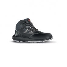 Upower Gippo RS S Calzado de Seguridad Botines - Talla 44 - Empeine en Piel Flor, Hidrofugos, Transpirables, Puntal AirToe Composite, Antiperforacion, Antideslizantes, Suela PU/PU, Proteccion S3S FO SR - Color Negro