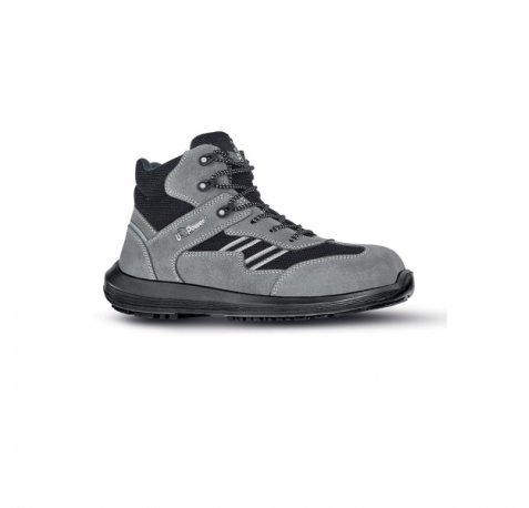 Upower Florida S Calzado de Seguridad Botines - Talla 44 - Empeine en Gamuza, Textile Ultrarrespirable, Puntal AirToe Composite, Antiperforacion, Antideslizante, Suela PU/PU, Proteccion S1PS FO SR - Color Gris