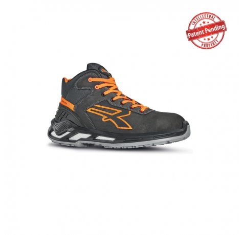 Upower Lord S ESD Calzado de Seguridad Altos - Talla 43 - Piel Nobuck Hidrorepelente, Puntera de Aluminio, Suela Antideslizante, Ligeros, Ergonomicos, Proteccion S3S CI FO SR - Color Gris Oscuro/Naranja
