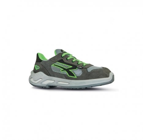 Upower Specter S ESD Calzado de Seguridad Bajos - Talla 41 - Parte Superior Airnet Ultraflexible, Puntera de Aluminio, Suela Antideslizante, Proteccion S1PS FO SR - Color Gris/Verde
