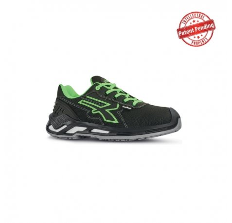 Upower Milo S ESD Calzado de Seguridad Bajos - Talla 45 - Puntera de Aluminio, Hidrorepelentes, Transpirables, Antideslizantes, Escudo Anti-Impactos, Proteccion S3S CI FO SR - Color Negro/Verde