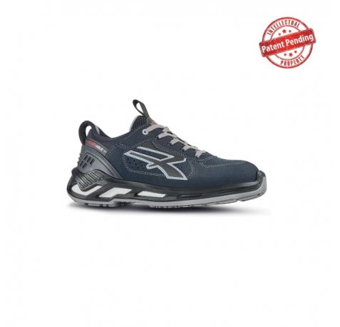 Upower Mason S ESD Calzado de Seguridad Bajos - Talla 45 - Piel Afelpada Perforada, Puntera de Aluminio, Suela Antideslizante, Proteccion S1PS FO SR, Antiarrugas, Collarin Lycra - Color Azul Marino