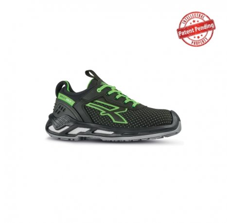 Upower Bryan S ESD Calzado de Seguridad Bajos - Talla 46 - Resistencia a la Abrasion, Impermeables y Transpirables, Puntera de Aluminio, Suela Antideslizante, Proteccion S3S CI FO SR - Color Negro/Verde
