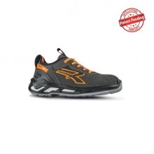 Upower Duke S ESD Calzado de Seguridad Bajos - Talla 36 - Piel Nobuck Hidrorepelente, Puntera de Aluminio, Suela Antideslizante, Escudo Anti-Impactos, Proteccion S3S CI FO SR - Color Gris Oscuro/Naranja