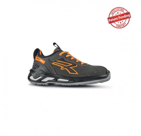 Upower Duke S ESD Calzado de Seguridad Bajos - Talla 47 - Piel Nobuck Hidrorepelente, Puntera de Aluminio, Suela Antideslizante, Proteccion S3S CI FO SR - Color Gris Oscuro/Naranja