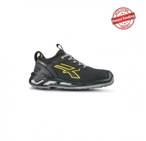 Upower Sven S ESD Calzado de Seguridad Bajos - Talla 36 - Resistencia a la Abrasion, Impermeables, Transpirables, Puntera de Aluminio, Suela Antideslizante, Proteccion S3S CI FO SR - Color Negro Amarillo