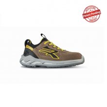 Upower Curry S ESD Calzado de Seguridad Bajos - Talla 46 - Piel Afelpada Perforada, Puntera de Aluminio, Suela Antideslizante, Proteccion S1PS FO SR - Color Beige/Amarillo