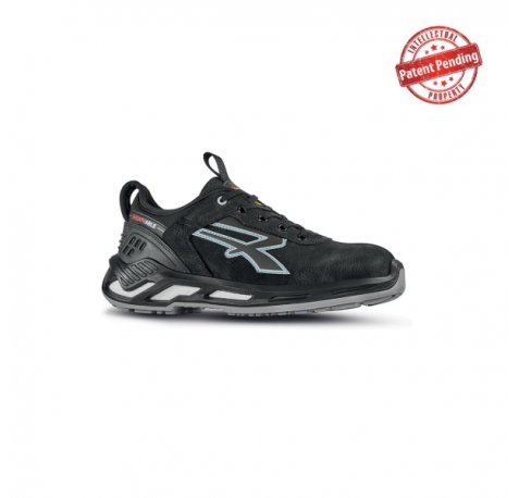 Upower Rush S ESD Calzado de Seguridad Bajos - Talla 41 - Piel Nobuck Hidrorepelente, Collarin Lycra, Escudo Anti-Impactos, Puntera Aluminio, Suela Antideslizante, Proteccion S3S CI FO SR - Color Negro