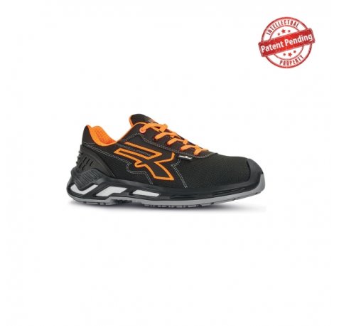 Upower Project S ESD Calzado de Seguridad Bajos - Talla 37 - Hidrorepelente, Escudo Anti-Impactos, Puntera de Aluminio, Suela Antideslizante, Proteccion S3S CI FO SR - Color Negro/Naranja