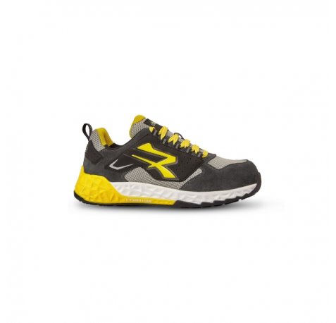 U-Power Stark ESD Calzado de Seguridad Ligero - Talla 42 - Microfibra Efecto Nobuk, Puntera AirToe de Aluminio, AntiperforaciÃ³n Textil, Suela Antideslizante, Plantilla WOW2 Antifatiga, ProtecciÃ³n S3S FO SR ESD - Color Negro/Amarillo