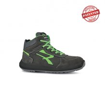 Upower Aries S ESD Calzado de Seguridad Altos - Talla 43 - Cuero Nubuck Resistente, Puntera de Aluminio, Hidrofugos, Antiarrugas, Suela Antideslizante, Proteccion S3S CI FO SR - Color Gris/Verde