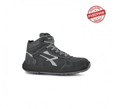 Upower Merak S ESD Calzado de Seguridad Altos - Talla 46 - Cuero Nubuck Resistente al Agua, Puntera de Aluminio, Suela PU/PU High Rebound, Antiarrugas, Hidrofugos, Antideslizantes, Proteccion S3S CI FO SR - Color Gris Oscuro