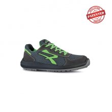 Upower Gemini S ESD Calzado de Seguridad Bajos - Talla 43 - Puntera de Aluminio, Suela Antideslizante, Nailon Ultraflexible, Gamuza Suave, Proteccion S1PS FO SR - Color Gris/Verde