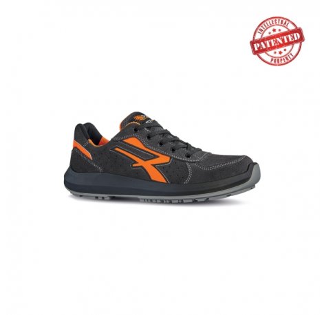 Upower Sirio S ESD Calzado de Seguridad Bajos - Talla 47 - Gamuza Perforada, Puntera de Aluminio, Antideslizante, Antiarrugas, Amortiguacion Superior, Proteccion S1PS CI FO SR - Color Gris/Naranja