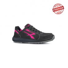 Upower Electra S ESD Calzado de Seguridad Bajos - Talla 37 - Gamuza Perforada, Puntera de Aluminio, Antideslizante, Suela PU/PU High Rebound, Proteccion S1PS FO SR - Color Gris/Fucsia