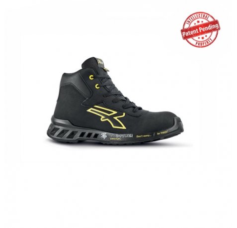 Upower Nelson S ESD Calzado de Seguridad Altos Impermeables - Talla 44 - Empeine Microfibra Efecto Nabuk, Suela PU Ultraligera, Puntera AirToe Aluminium, Plantilla Antiperforante, Proteccion CI Contra Frio - Color Negro/Amarillo