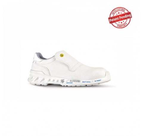 Upower Liam O ESD Calzado de Seguridad - Talla 43 - Empeine Hidrorrepelente, Cierre sin Cordones, Suela Antiabrasion y Antiaceite, Plantilla Anatomica Antibacteriana, Puntera AirToe Aluminium, Clase S2 FO SR - Color Blanco