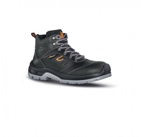 Upower Premiere L Botines de Seguridad - Talla 44 - Empeine Piel Hidrofuga, Inserciones Transpirables, Puntal Composite, Antiperforacion, Antideslizante, Proteccion S3 FO SR - Color Negro