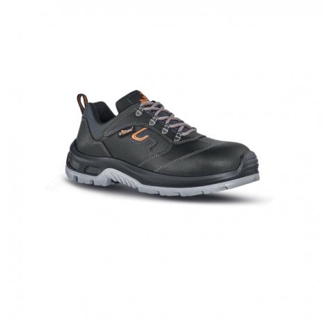 Upower Solid L Calzado de Seguridad Bajos - Talla 46 - Empeine Piel Hidrofugo, Puntal Composite, Antiperforacion, Suela Antideslizante, Proteccion S3 FO SR - Color Negro