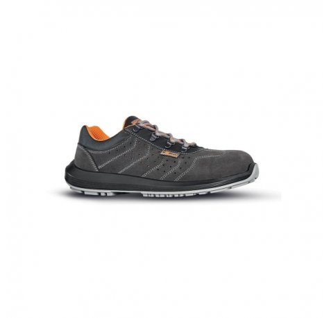 Upower April L Calzado de Seguridad Bajos - Talla 40 - Empeine Gamuza Perforada, Puntal Composite, Antiperforacion, Suela Antideslizante, Lamina Acero Ergonomica, Proteccion S1P FO SR - Color Gris Oscuro