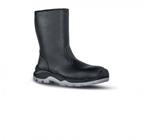 Upower Taiga L Botines de Seguridad - Talla 40 - Empeine Piel Hidrofugo, Cremallera Lateral, Puntal Composite, Antiperforacion, Antideslizante, Suela Doble Densidad, Proteccion S3 CI FO SR - Color Negro