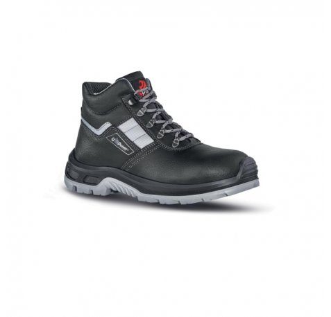 Upower Star RS S Calzado de Seguridad Botines - Talla 41 - Empeine Piel Flor Grana Mina, Hidrofugo, Puntal Composite, Antiperforacion, Antideslizante, Suela PU/PU, Proteccion S3S FO SR - Color Negro
