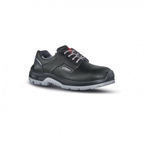Upower Elite S Calzado de Seguridad - Talla 39 - Empeine Piel Flor, Hidrofugos, Puntal Composite, Antiperforacion, Suela Antideslizante PU/PU, Proteccion S3S FO SR - Color Negro