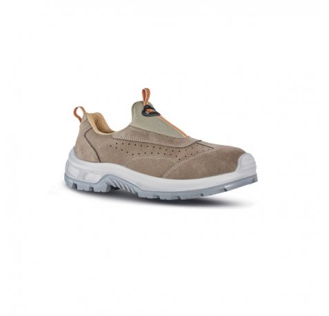 Upower Fit S Calzado de Seguridad Bajos sin Cuerdas - Talla 43 - Empeine Gamuza Suave Perforada, Puntal Composite, Antiperforacion, Antideslizante, Suela Doble PU, Proteccion S1PS FO SR - Color Beige