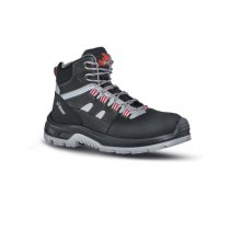 Upower Cross S Calzado de Seguridad Botines - Talla 46 - Empeine Piel con Inserciones Matrix, Hidrofugos, Puntal Composite, Antiperforacion, Antideslizantes, Suela Resistente PU/PU, Proteccion S3S FO SR - Color Gris Oscuro