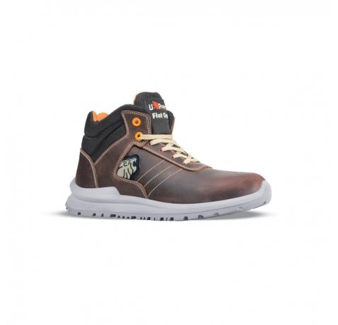 Upower Ken S Calzado de Seguridad Altos - Talla 38 - Cuero Pull-Up Hidrofugo, Puntal de Aluminio, Anti-Pinchazos, Suela Antideslizante PU/PUTR GRIP, Proteccion S3S FO SR - Color Marron