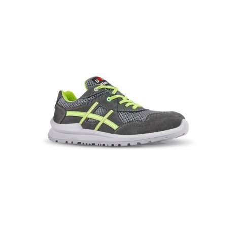 Upower Nico S Calzado de Seguridad Bajos - Talla 39 - Empeine de Gamuza, MESH Ultra-Transpirable, Puntal de Aluminio, Anti-Pinchazos, Antideslizante, Suela PU/PUTR, Proteccion S1PS FO SR - Color Gris/Verde