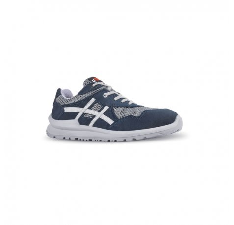 Upower Alain S Calzado de Seguridad Bajos - Talla 37 - Empeine de Gamuza, MESH Ultra-Transpirable, Puntal de Aluminio, Antideslizante, Suela PU/PUTR, Proteccion S1PS FO SR - Color Azul/Gris