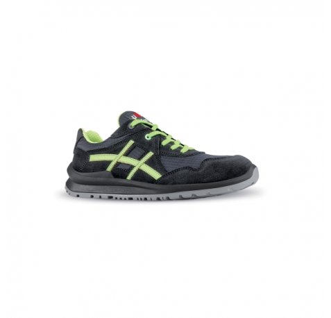 Upower Ayrton S Calzado de Seguridad Bajos - Talla 40 - Empeine de Gamuza, Nylon Ultra Light, Puntal de Aluminio, Anti-Pinchazos, Antideslizantes, Suela PU/PUTR, Proteccion S1PS FO SR - Color Gris/Verde