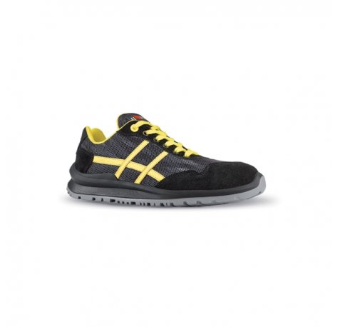Upower Alex S Calzado de Seguridad Bajos - Talla 40 - Empeine Gamuza Ultra Transpirable, Puntal Aluminio, Anti-Pinchazos, Antideslizante, Suela PU/PUTR GRIP, Proteccion S1PS FO SR - Color Gris/Amarillo