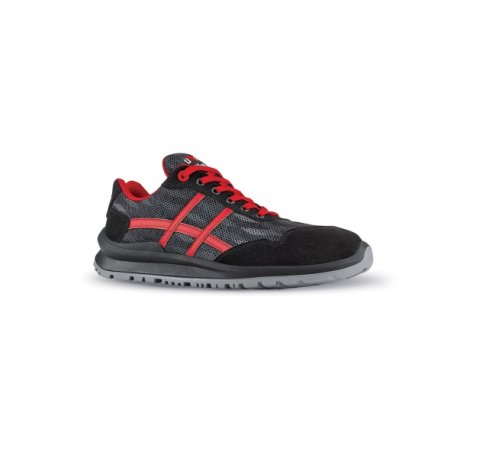 Upower Senna S Calzado de Seguridad Bajos - Talla 39 - Empeine de Gamuza, Inserciones Ultra Transpirables, Puntal de Aluminio, Anti-Pinchazos, Suela Antideslizante, Proteccion S1PS FO SR - Color Gris/Rojo