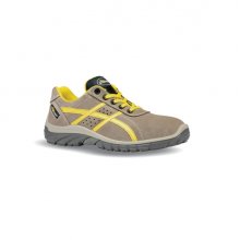 Upower Air Calzado de Seguridad Bajos - Talla 44 - Piel Afelpada Perforada, Puntal Golia 0 Joule, Antiestaticos, Resistentes a Hidrocarburos, Suela Antideslizante, Proteccion 01 FO SR - Color Beige/Amarillo